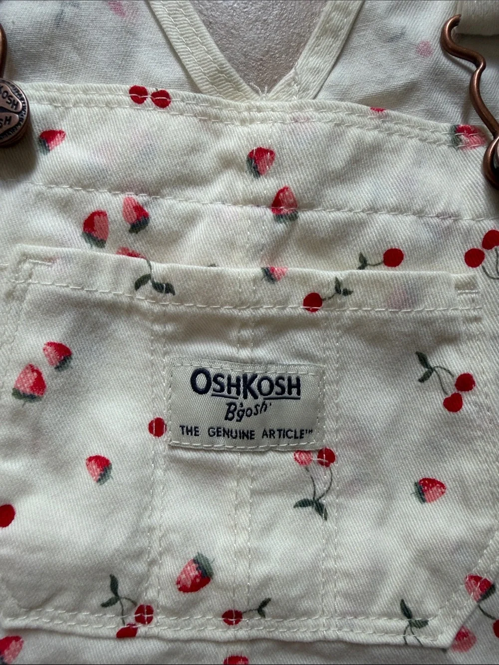 OshKosh B'gosh Cream Cherry and strawberry Print overall Dress